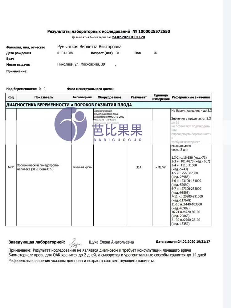 乌克兰马丽塔做试管验孕成功