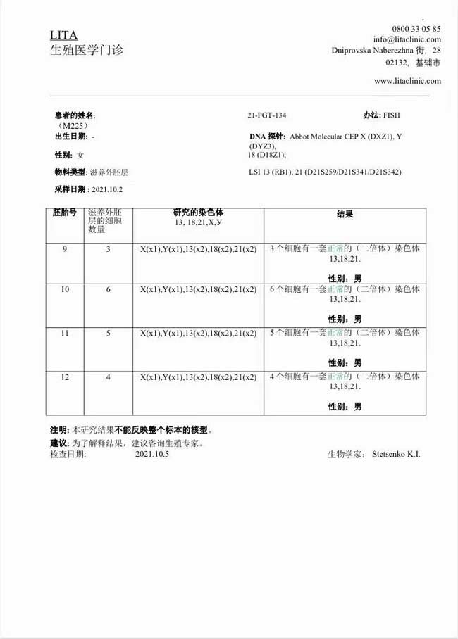 丽塔医院捐卵胚胎筛查结果