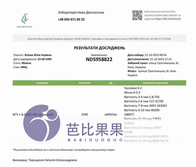 乌克兰丽塔医院试管成功