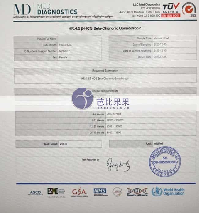 格鲁吉亚试管验孕成功