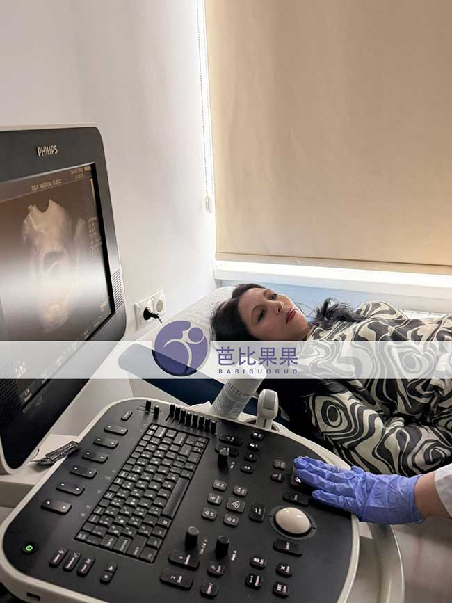 廖先生到格鲁吉亚匹配的试管妈妈顺利完成孕早期B超检查