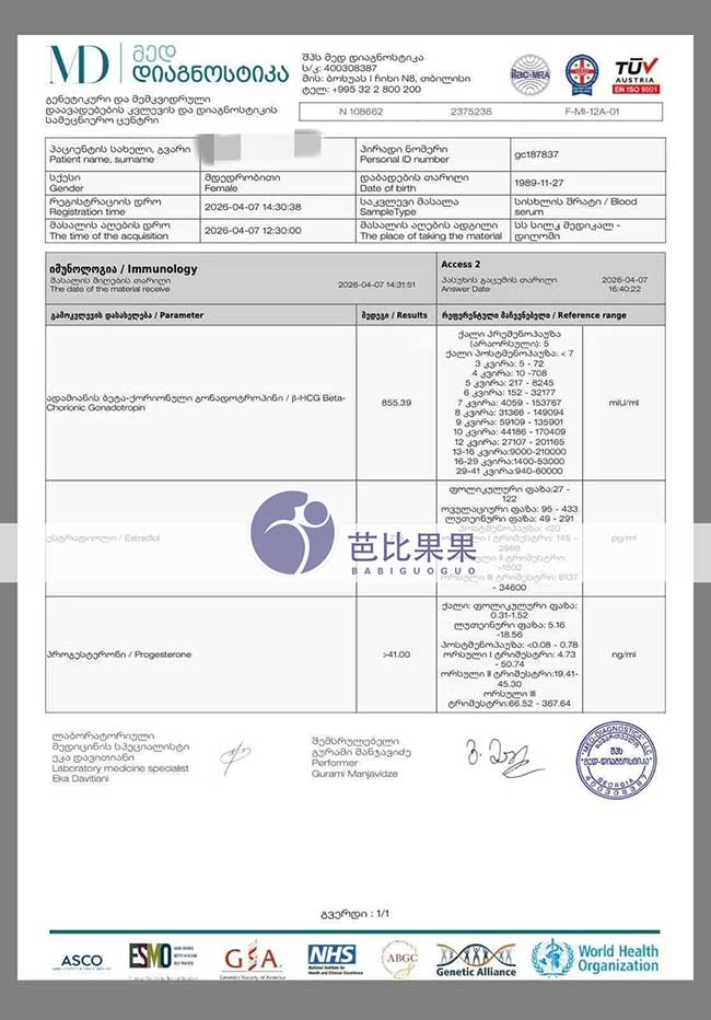陈先生在格鲁吉亚匹配的试管妈妈一次促排、首次移植即成功验孕